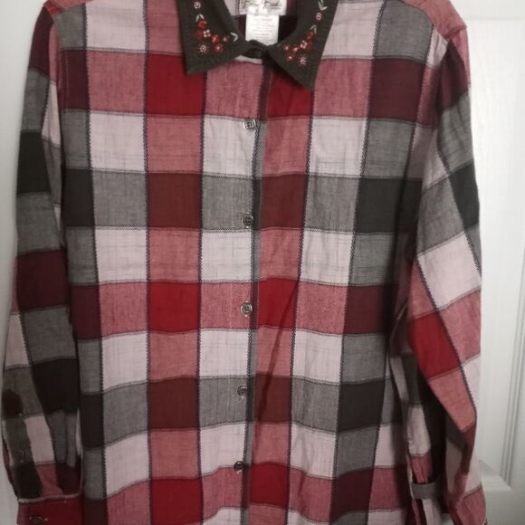 Bobbie Brooks Tops - Women's Bobbie Brooks 18W/20W Plaid LSlv Shirt Button Up 100% Cotton Collared